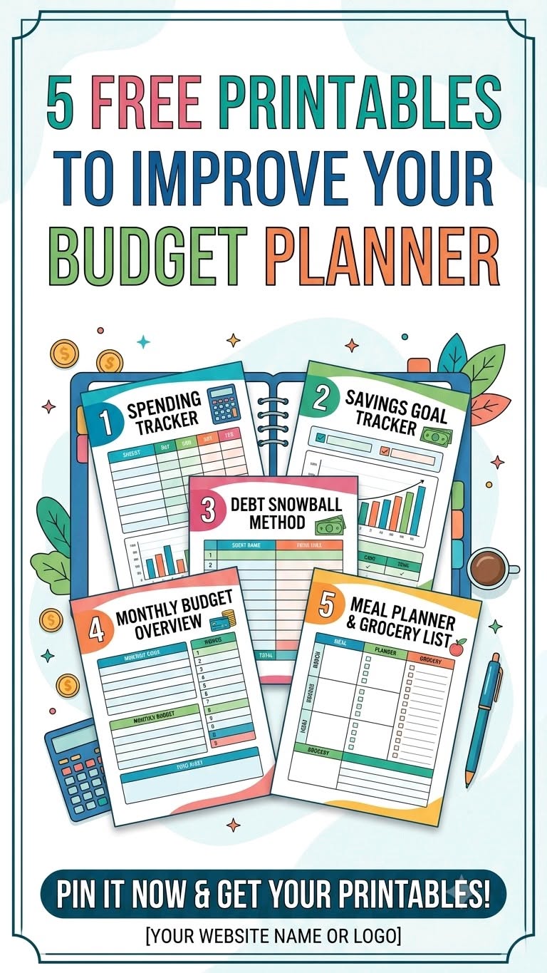 5 Free Budget Printables: Spending Tracker, Savings & Debt Planner`
