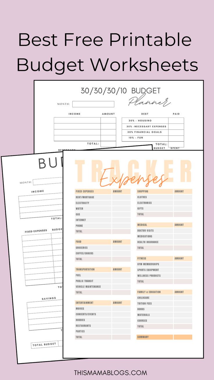 20 Best Free Printable Budget Worksheets